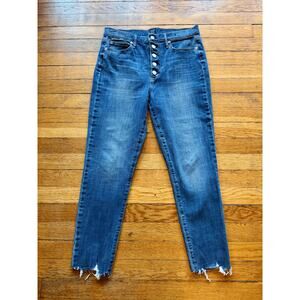 GAP Denim 'True Skinny' Buttonfly Fringe Hem Jeans Women sz 30